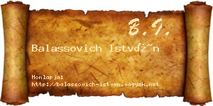 Balassovich István névjegykártya